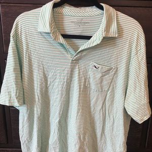 Vineyard Vines Polo // White Teal Green // Large
